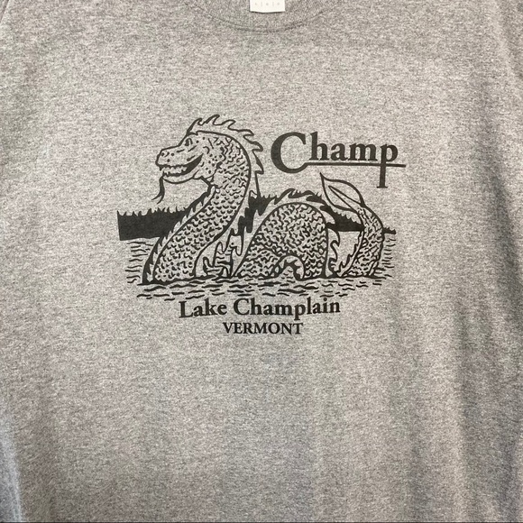 champ Lake Monster Lake Champlain Vermont Gray Tee - Picture 4 of 11